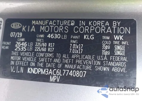 2020 Kia Sportage Lx from USA, damaged, VIN KNDPM3AC6L7740807